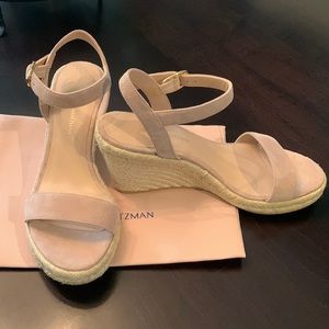 Stuart Weitzman blush suede wedge sandal